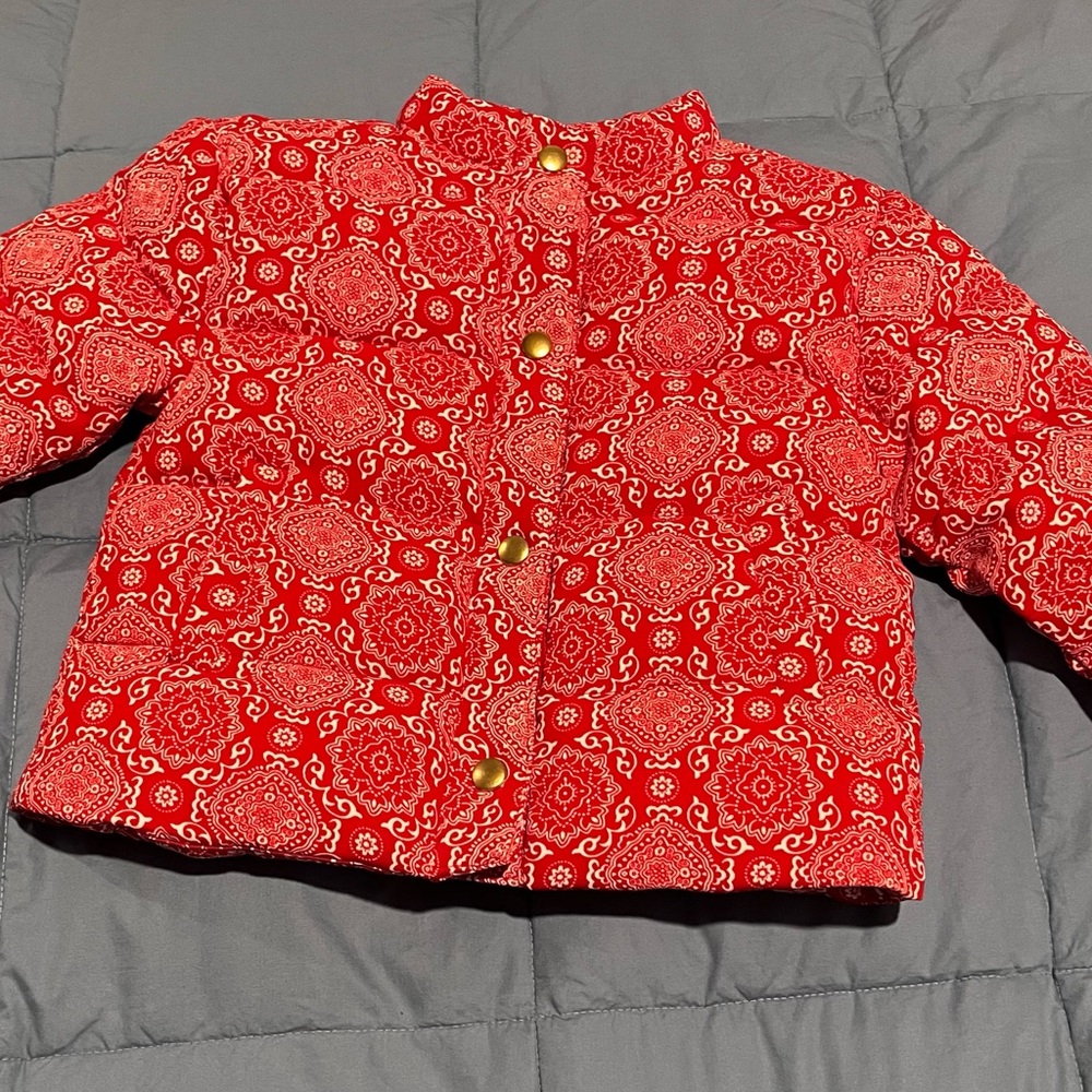 Janie and Jack Red Paisley Puffer Jacket